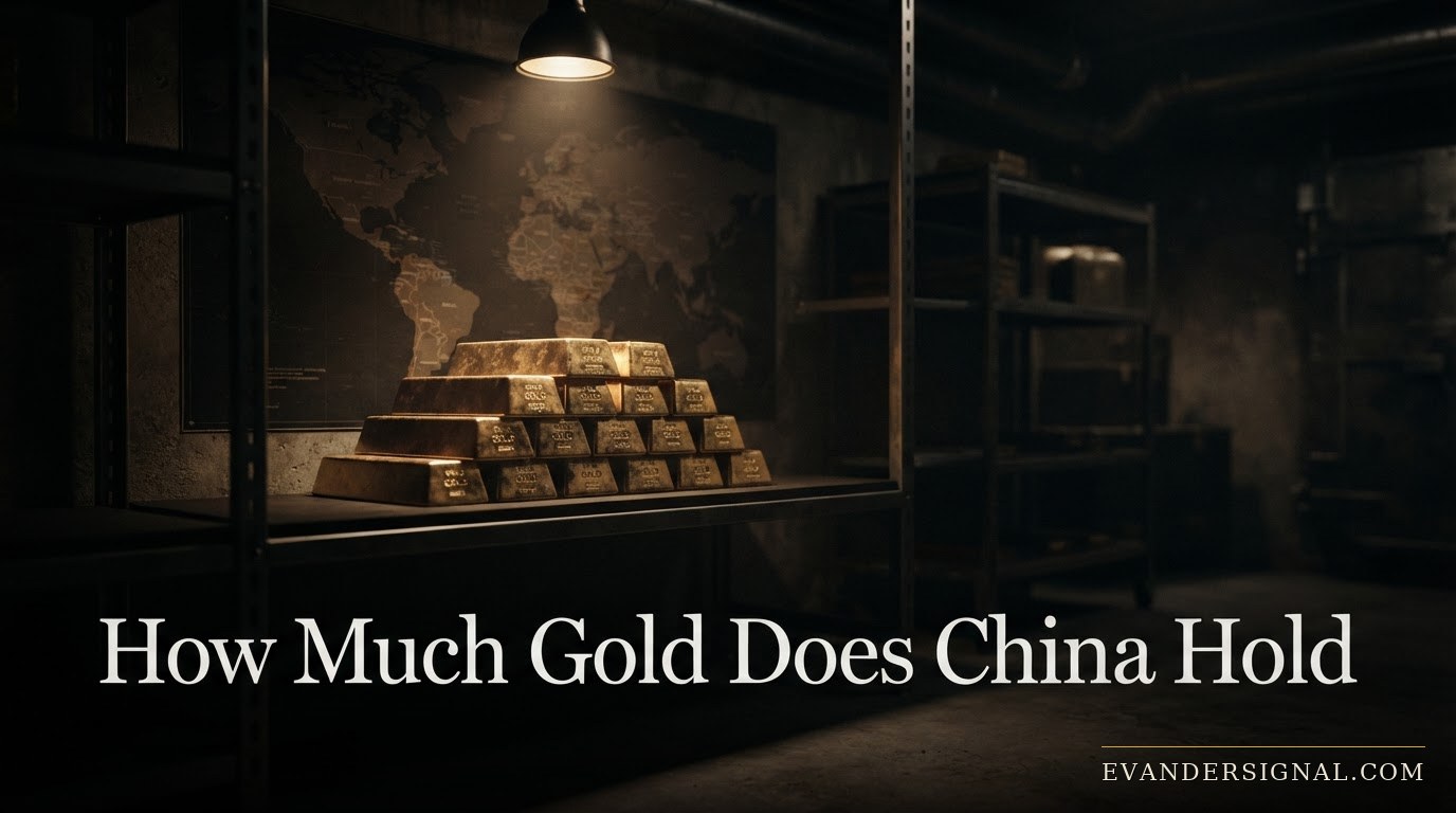 Gold bars stacked in a dimly lit vault, evoking central bank reserves and geopolitical tension","}
